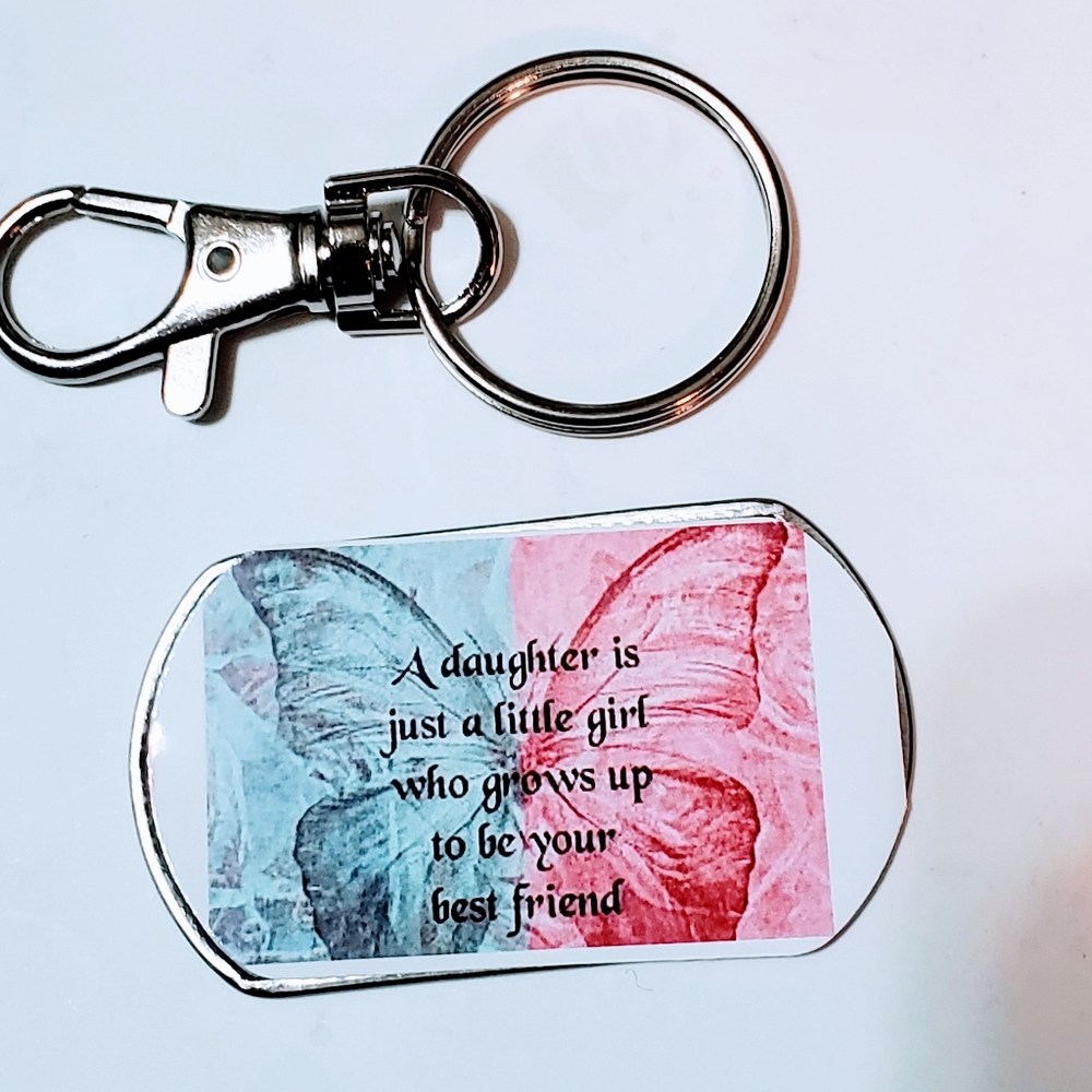 Daughter dog Tag Keyring handmade
